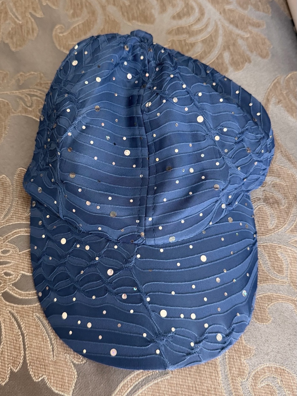 Navy Sequin Embellished Women's Baseball Cap
